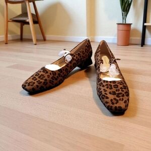 C. Paravano Brown Leopard Print Mary Jane Style Shoes